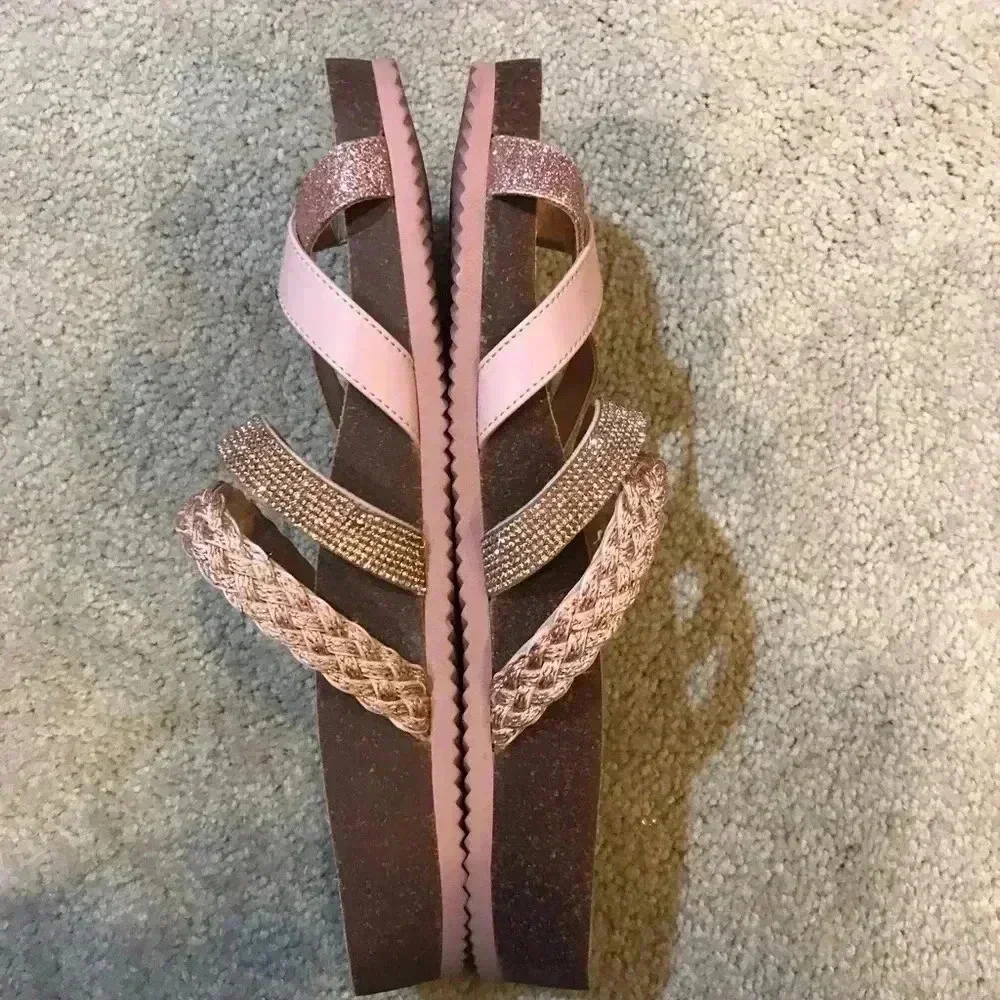 Circus by Sam Edelman Rose Gold Sparkle Accents Slip on Sandal-Size 10M